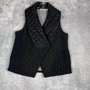Soft Surroundings Quilted Crossover Puffer Vest Women’s S Black Snowline